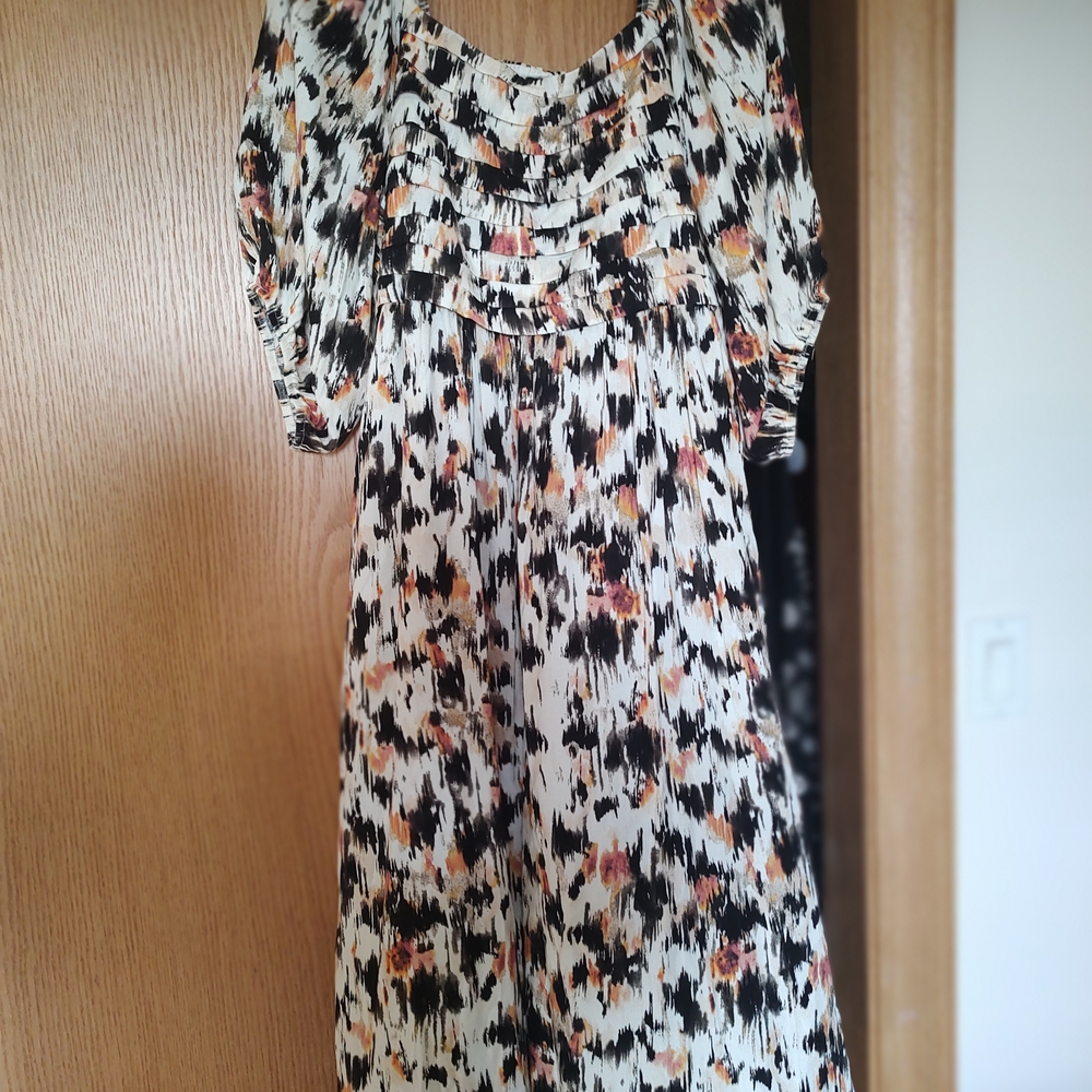 Torrid Black and Orange Patterned Midi Dress